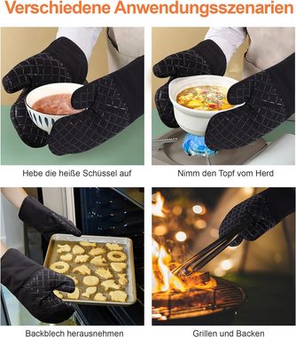 Coonoor Topflappen Topflappen Handschuh, Ofenhandschuhe Hitzebestaendig, rutschfeste Topfhandschuhe 4er-Set, Hochtemperaturbeständigkeit 300°