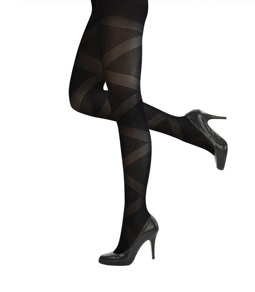 Sympatico Feinstrumpfhose mit Streifen ARIELLA schwarz-L 60 DEN (1 St. 1er-Pack) Semi-blickdicht & matt