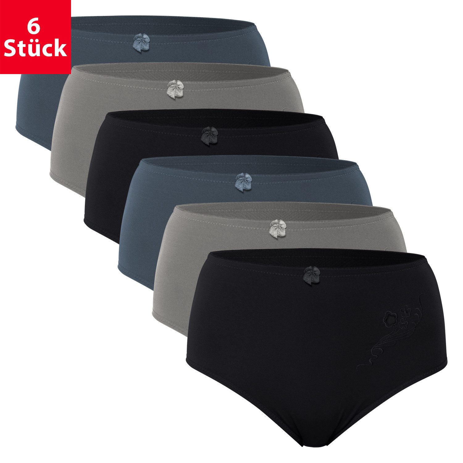 celodoro Slip Damen Taillenslip (6er Pack) Microfaser-Slip mit Stickerei günstig online kaufen