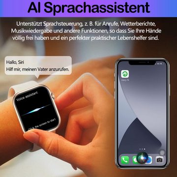 LQWELL Smartwatch Sportuhr für Damen Herren Smartwatch (5.08 cm/2.0 Zoll Full-Touch Zoll) IP68 Wasserdichte Fitnessuhr, mit Herzfrequenzmesser, Schlafmonitor, Schrittzähler, mit Bluetooth-Anrufen für iOS Android