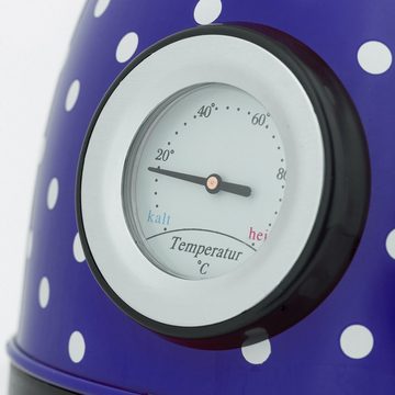 Grafner Wasserkocher Grafner® Retro-Wasserkocher 1,8 Liter 2200 Watt mit Thermometer verschiedene Farben, 2200 W, Edelstahl, Retro-Design