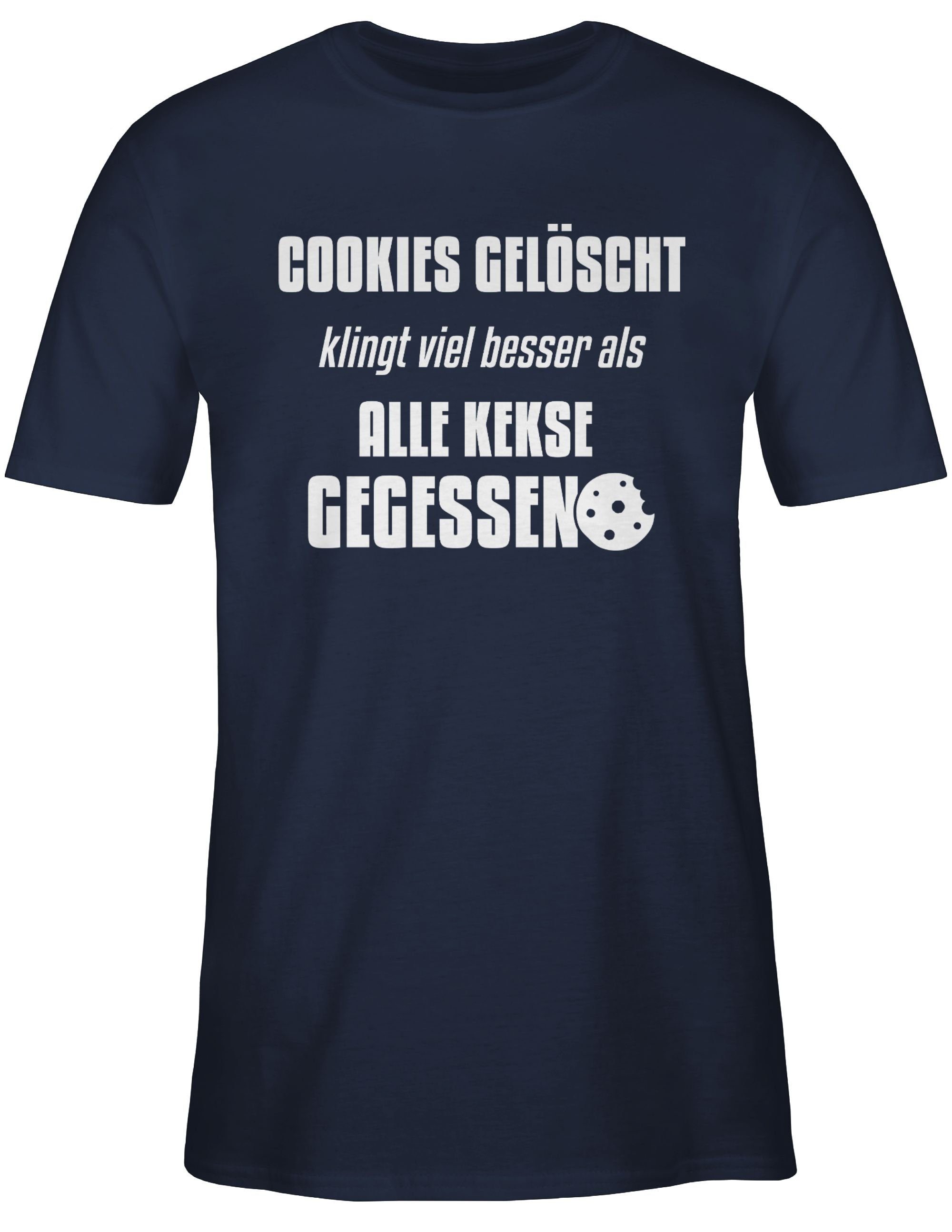 Blau 3 Cookies Shirtracer Geschenke gelöscht Nerd Navy T-Shirt