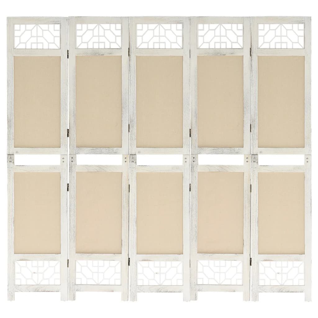vidaXL Raumteiler 5-tlg. Raumteiler Creme 175x165 cm Stoff, 1-tlg.