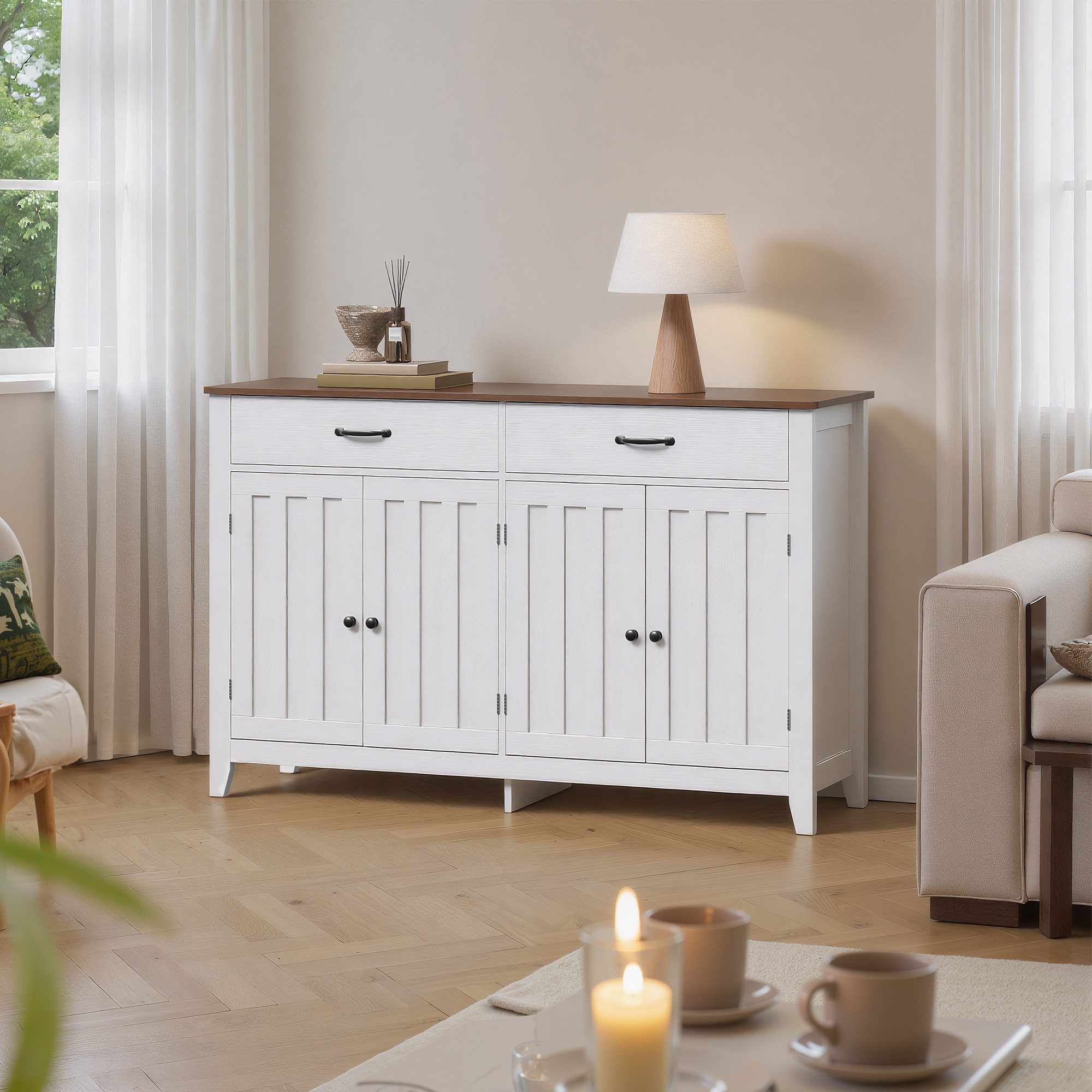 Bealife Sideboard Küchenschrank mit Arbeitsplatten,mit 2 Schubladen 2 Türen günstig online kaufen