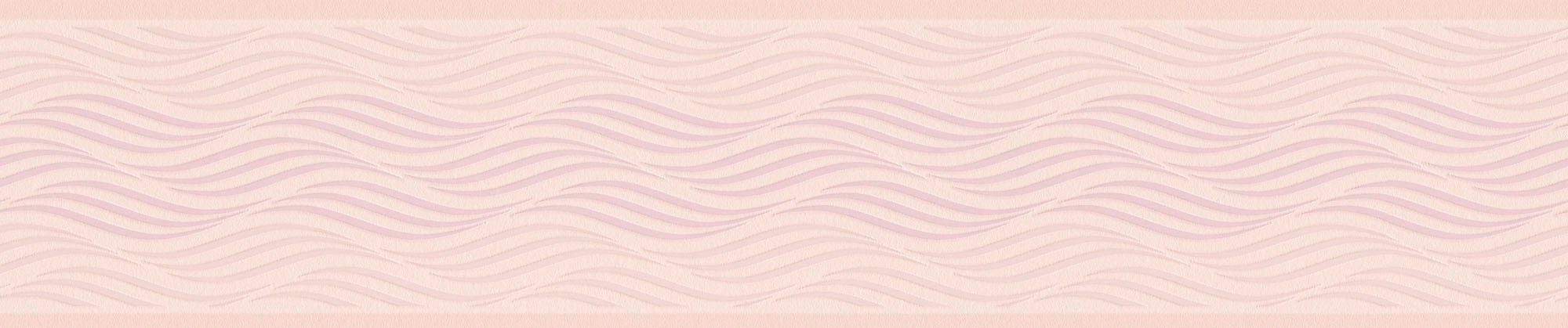 rosa Bordüre 11, Wellen Bordüre strukturiert, Streifen, abstrakt, A.S. Tapete matt, Only Création Metallic Borders