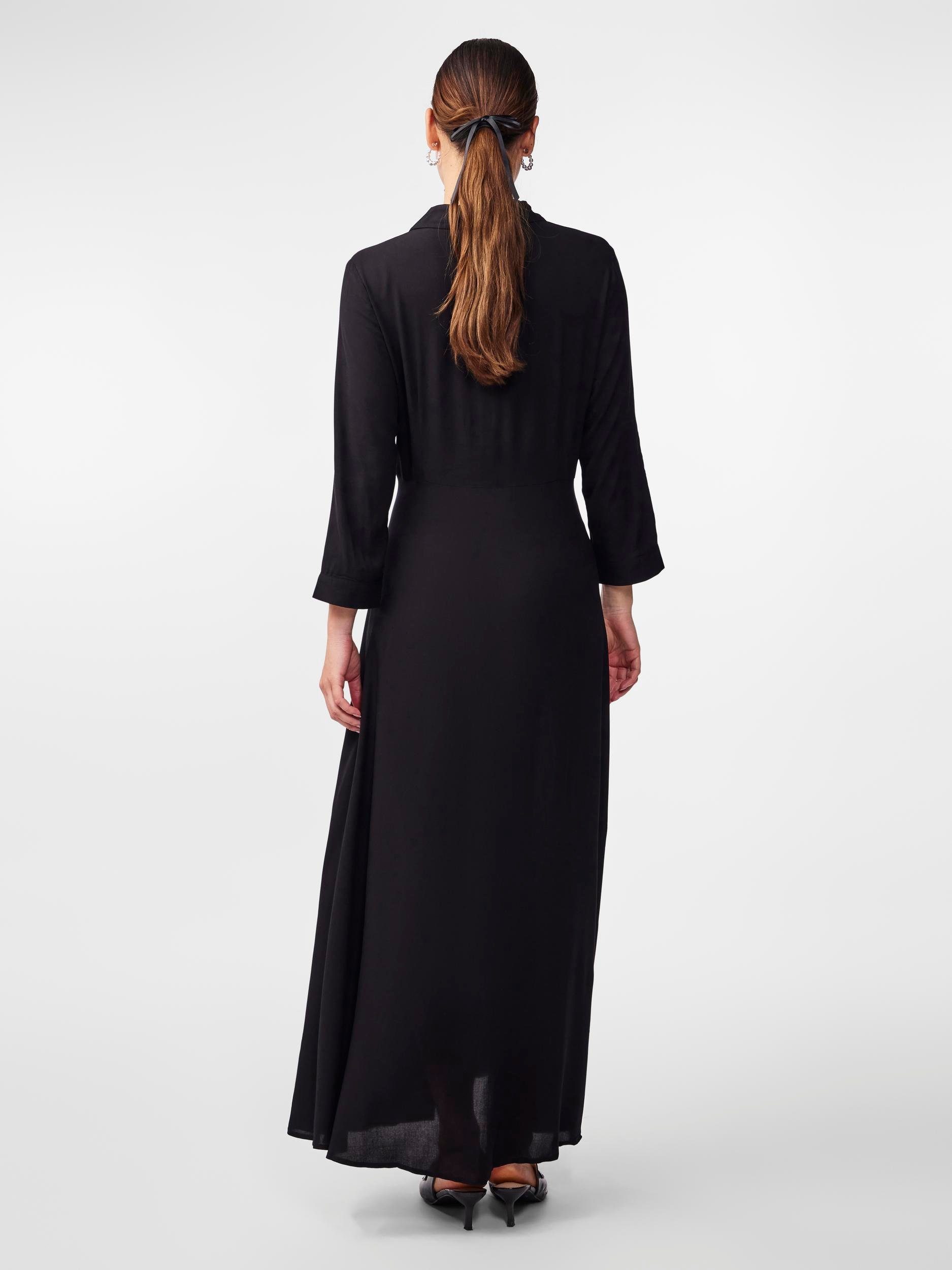 LONG Black Y.A.S 3/4 YASSAVANNA Hemdblusenkleid mit Ärmel DRESS SHIRT