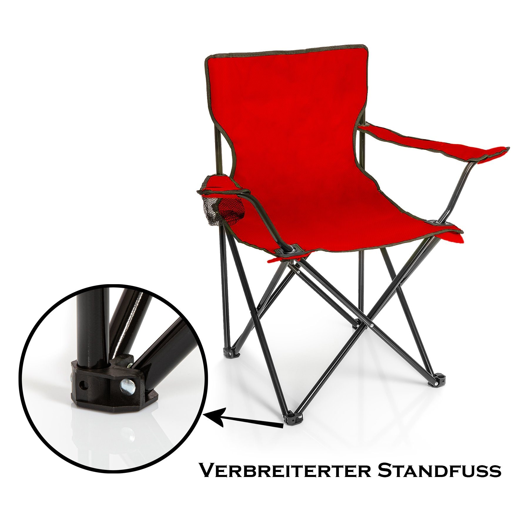 BigDean Campingstuhl Faltstuhl Campingstuhl Anglerstuhl Getränkehalter Klappstuhl (Packung, 1 St), Rot, Klappbar, Getränkehalter, Tragetasche – Bild 5 von 5