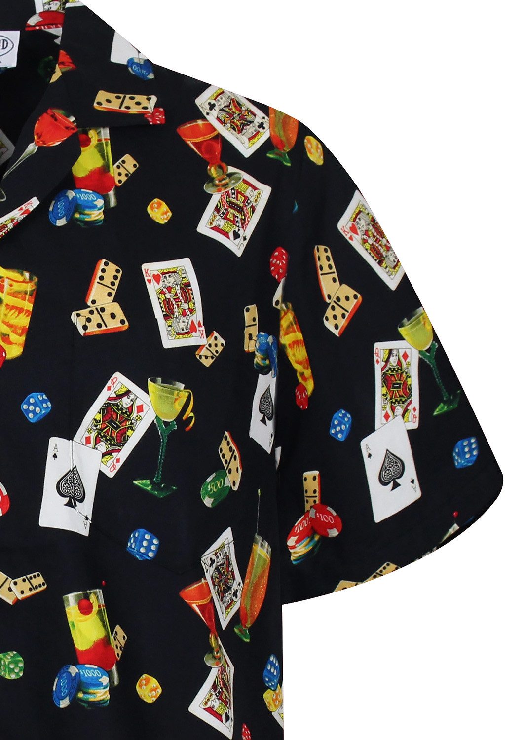 Pacific Legend Hawaiihemd "Poker" Herren Kurzarm Baumwolle Kokosknöpfe Original Hawaii – Bild 3 von 5