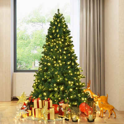 COSTWAY Künstlicher Weihnachtsbaum »225 cm hoch Tannenbaum beleuchtet«, mit 1346 PVC Spitzen, 400 LED-Lichterketten und Metallständer