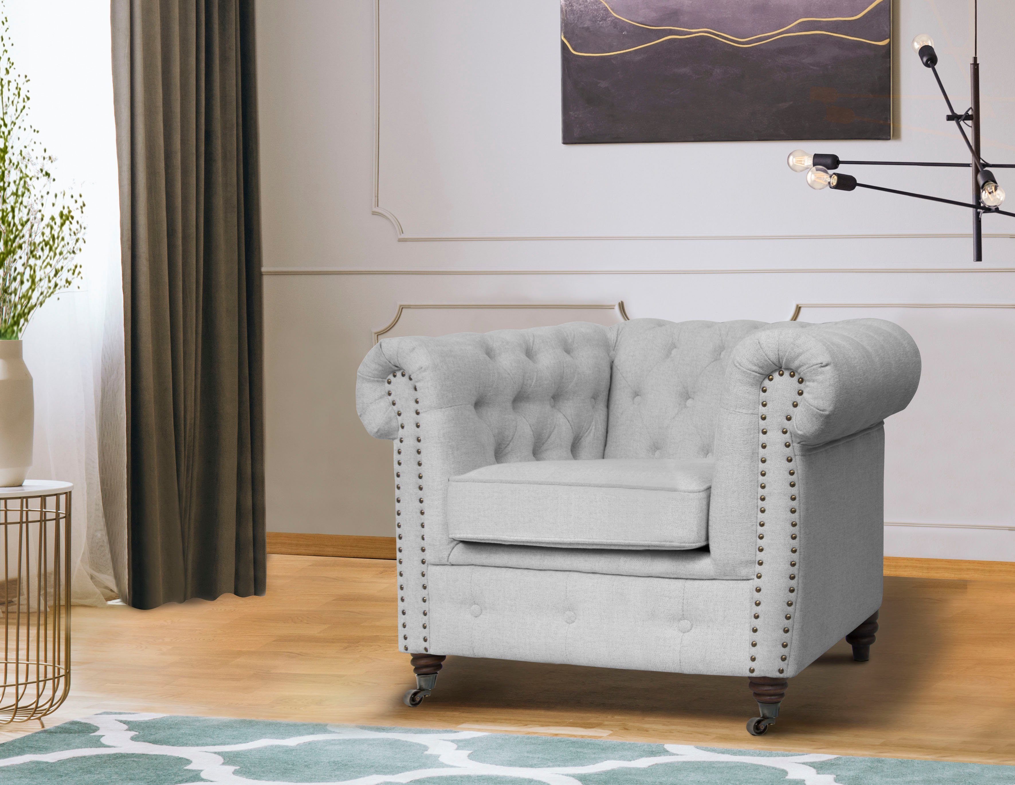 Home affaire Chesterfield-Sessel Aarburg Sessel, aufwändige Knopfheftung und Ziernägel im Chesterfield-Design