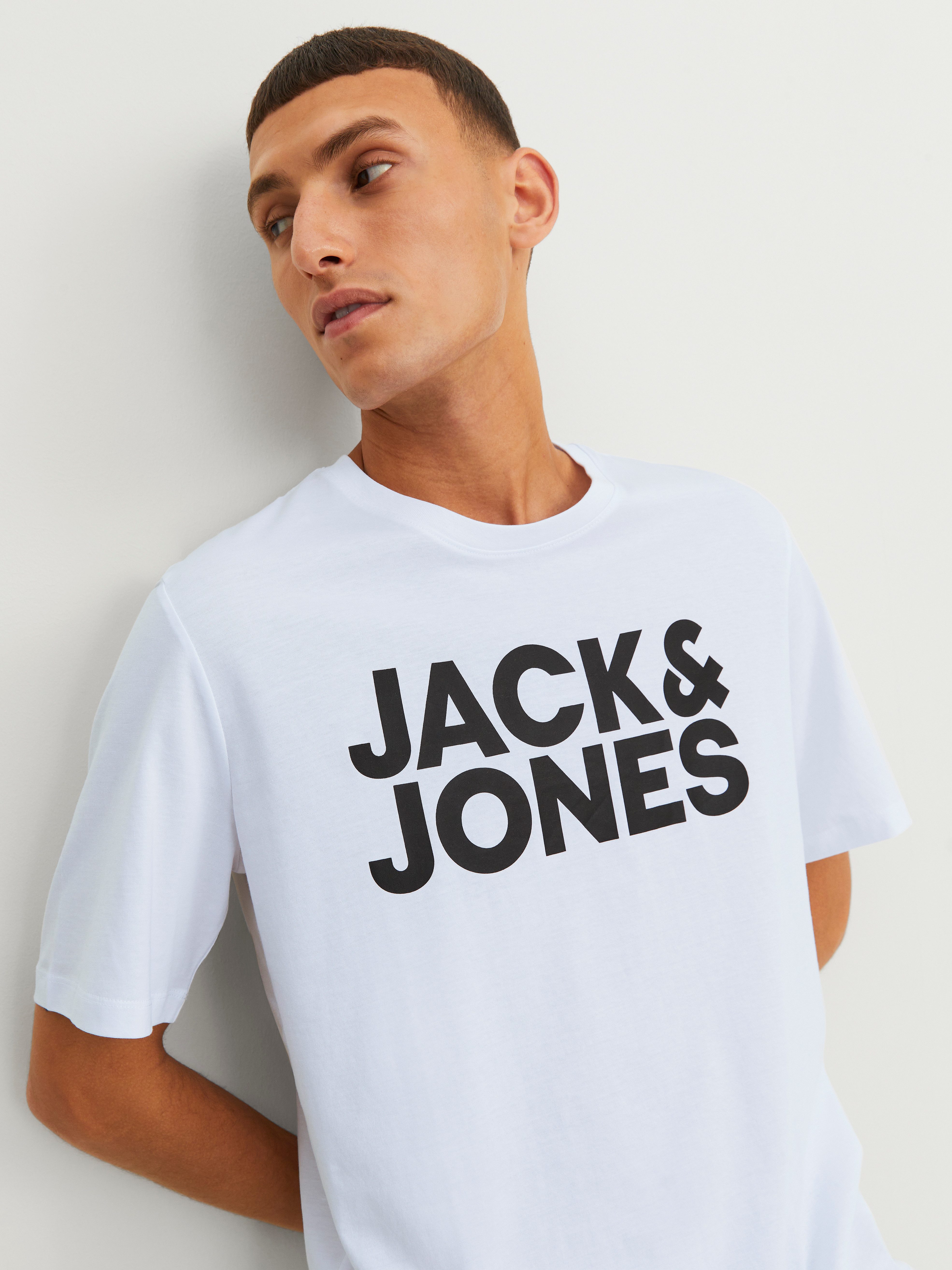 Jack & Jones T-Shirt JJECORP Herren-Tee mit figurbetonter Silhouette bedruckt, modisch, schmal, Baumwolle, Rundhals