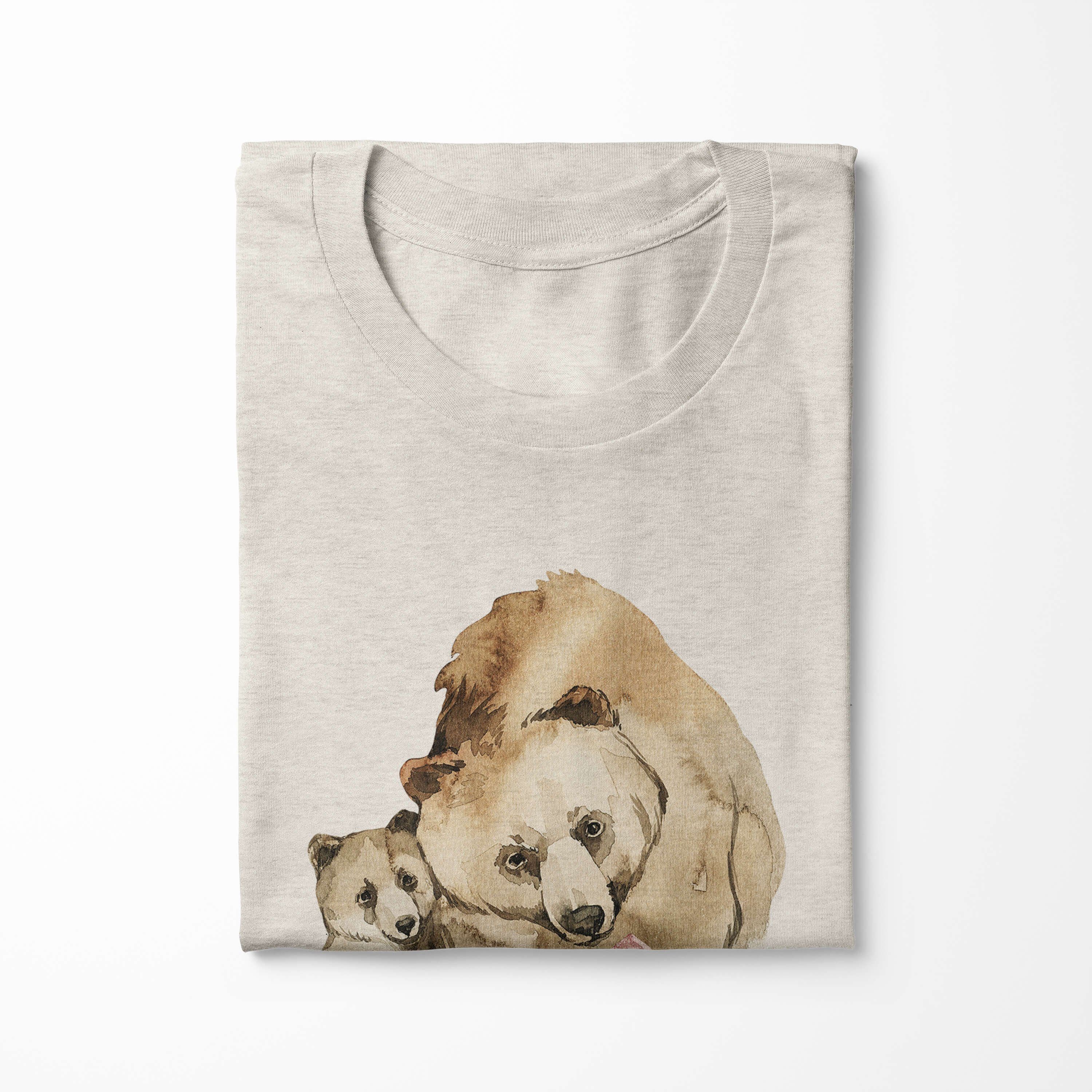 Sinus Art T-Shirt Herren Bio-Baumwolle Motiv aus Aquarell Ökomode (1-tlg) 100% T-Shirt Mama gekämmte Nachhaltig Shirt Bären
