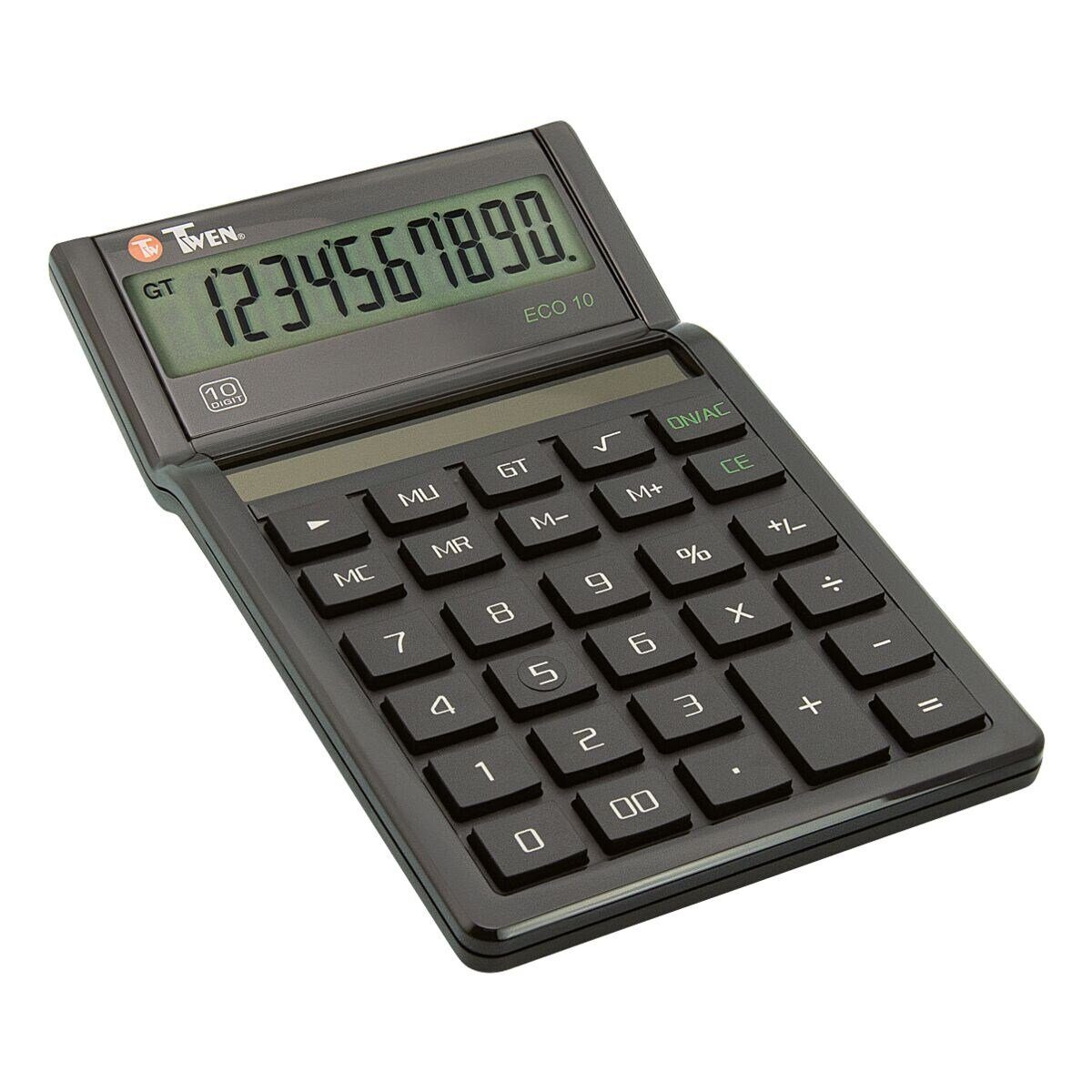 TWEN Taschenrechner ECO 10, mit 10-stelligem, angewinkeltem Display