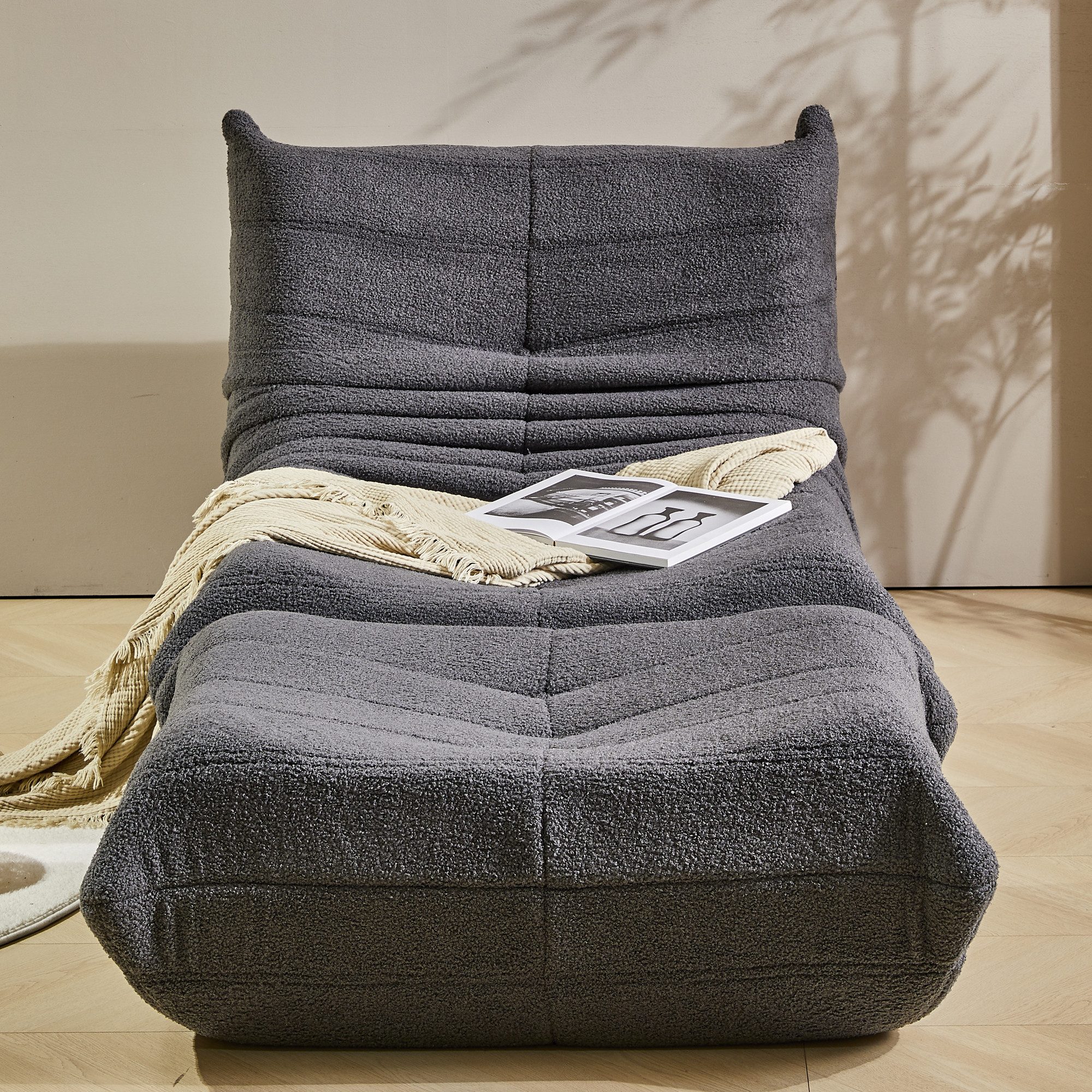 MODFU Sofa Loungesessel Wohnzimmer Sofa, Teddyfleece+Schaumstoff mit hoher Dichte 2 Teile, Produkt als komprimierte Verpackung