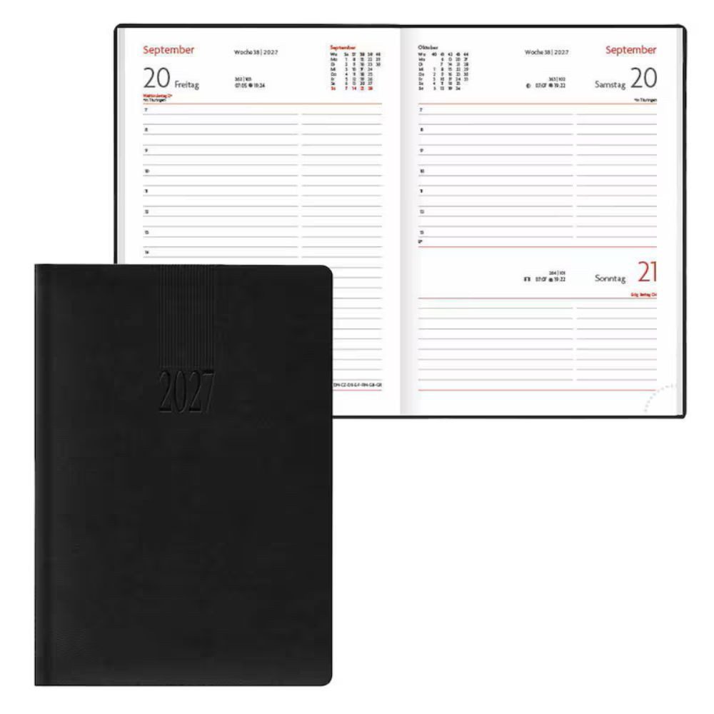 Lediberg Buchkalender 866 Taschenkalender 2027 sz A6 Tagesplaner (1-tlg)
