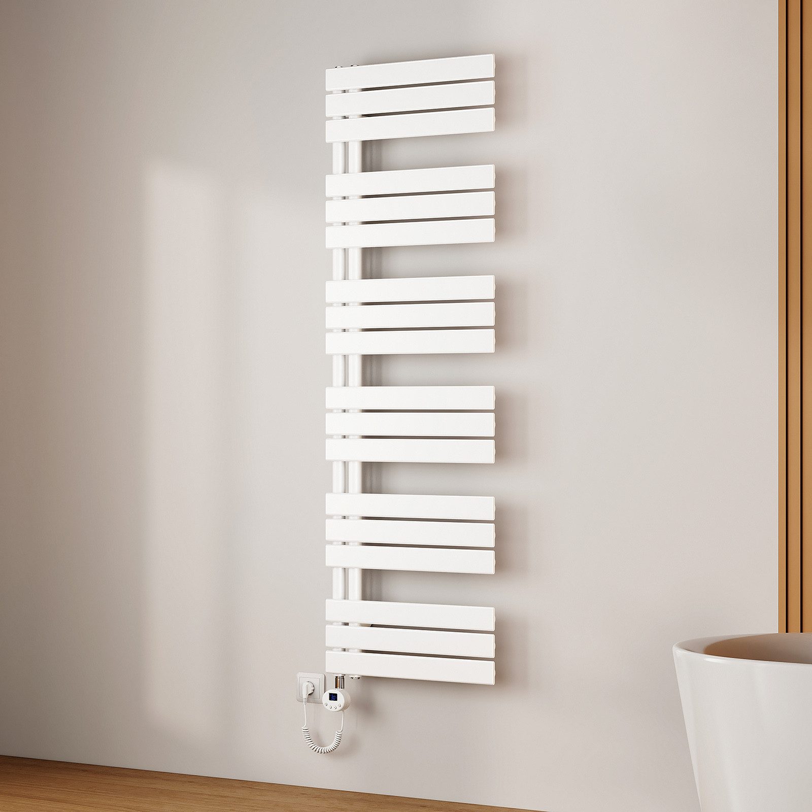 EMKE Elektrischer Badheizkörper Weiß mit Thermostat 400W~1000W, Smart WIFI günstig online kaufen