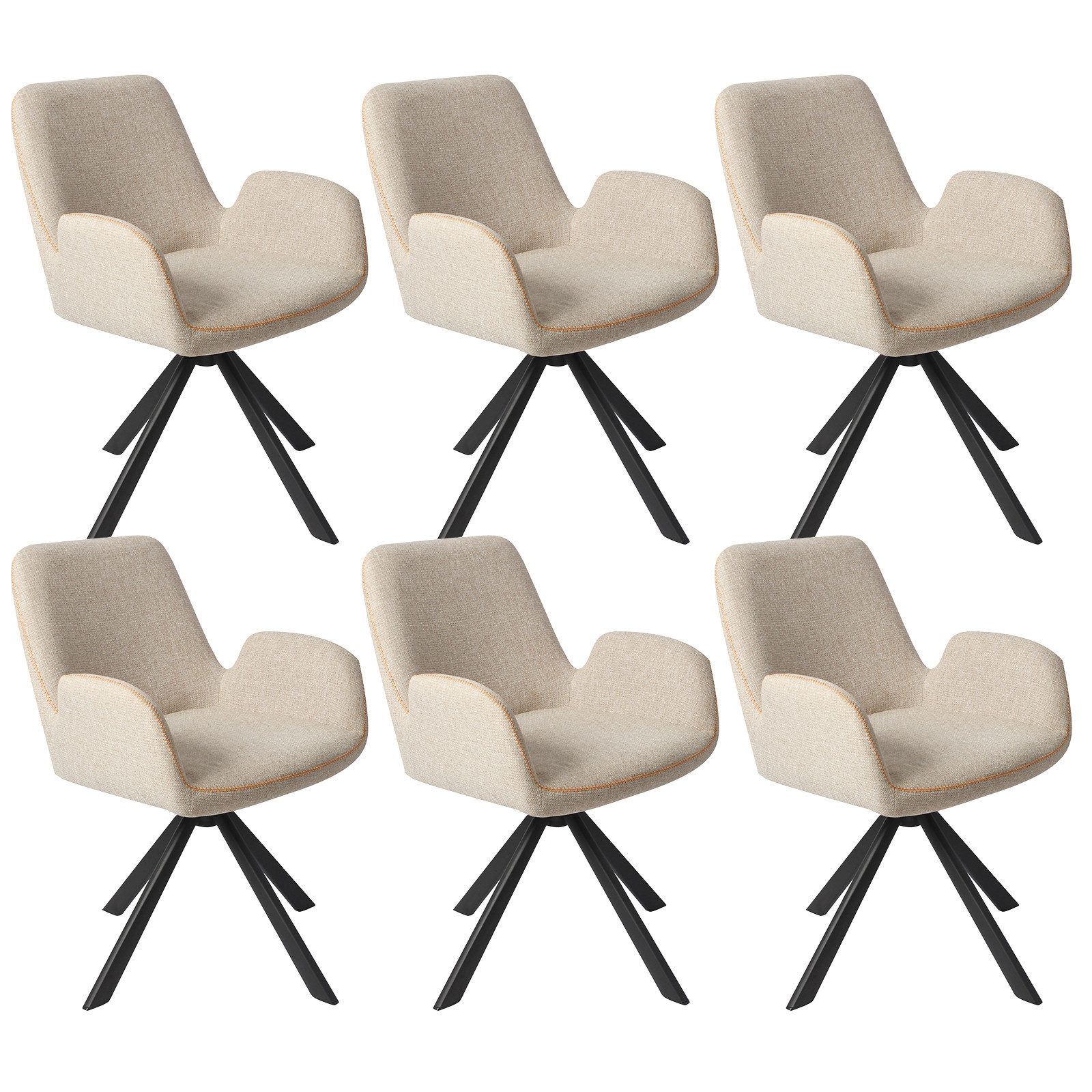 HOMAVO Esszimmerstuhl YZ7 Set 2 Stick mit Ammlehnen in Drehbar Vintage-Look, 360° drehbar, vielseitig einsetzbar