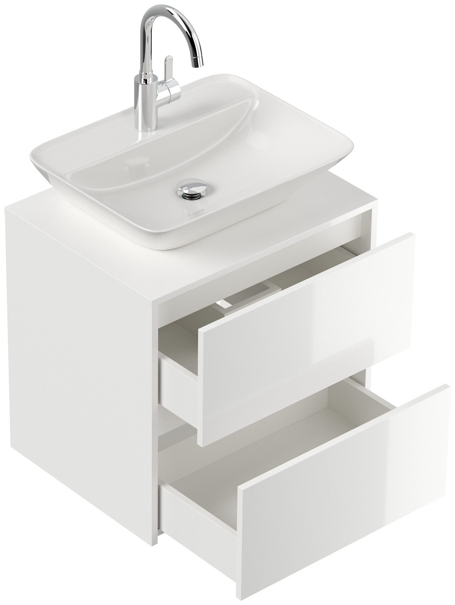 Magnolia Home Waschtisch Badmöbel Taifun 60cm mit modernem Aufsatzwaschbecken weiß Hgl