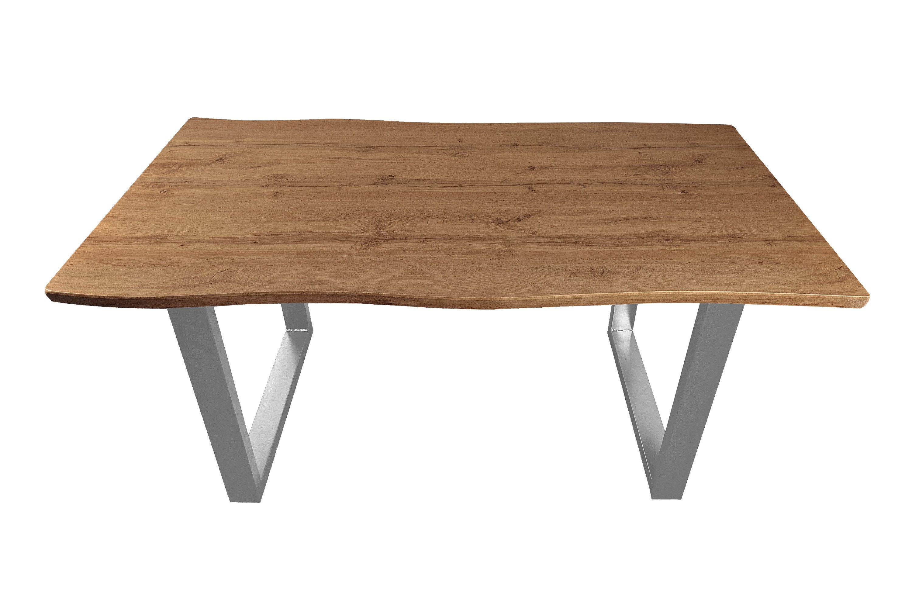 SAM® Esstisch Thoran, Holz-Optik Wildeiche, U-Metallgestell, Baumkante