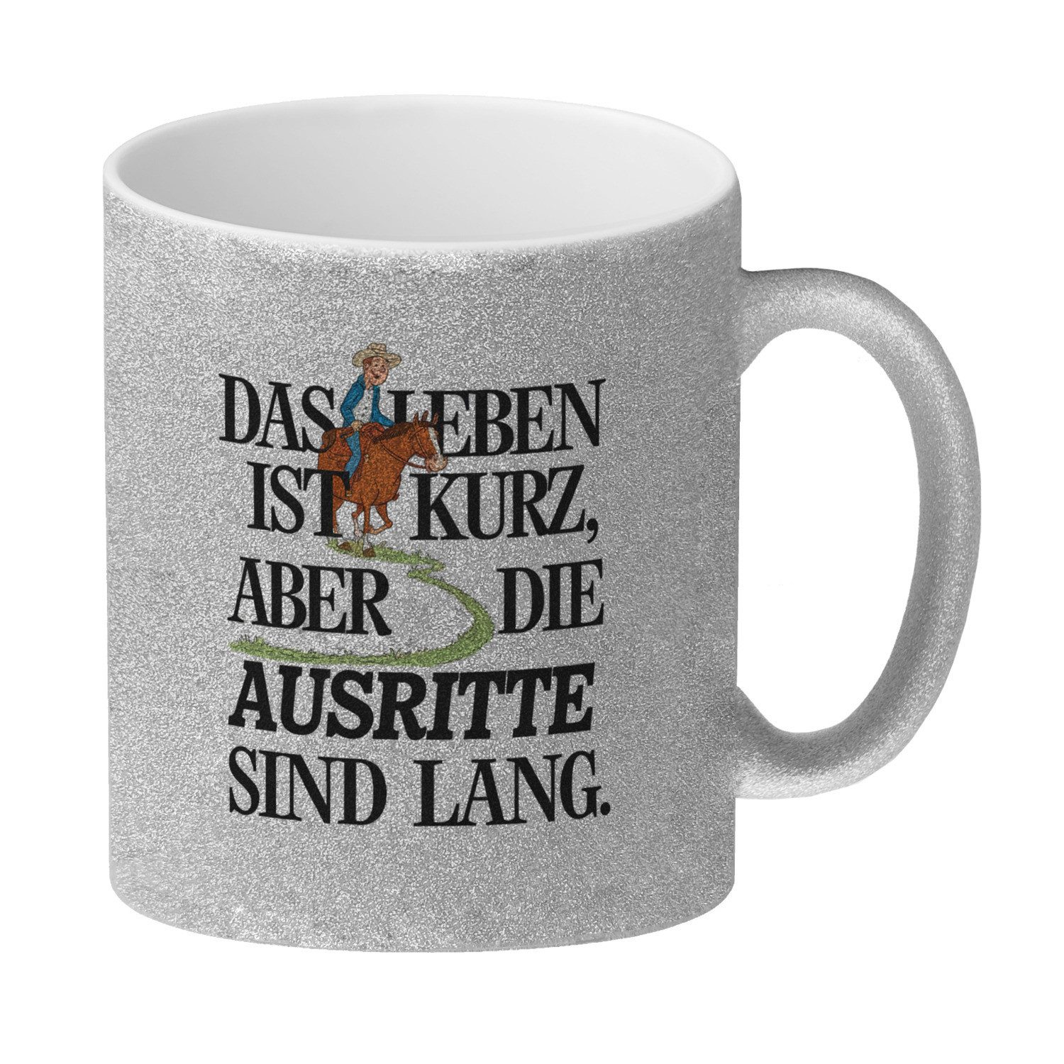 Tasse Reiter Spruch Glitzer-Kaffeebecher Ausritte sind lang