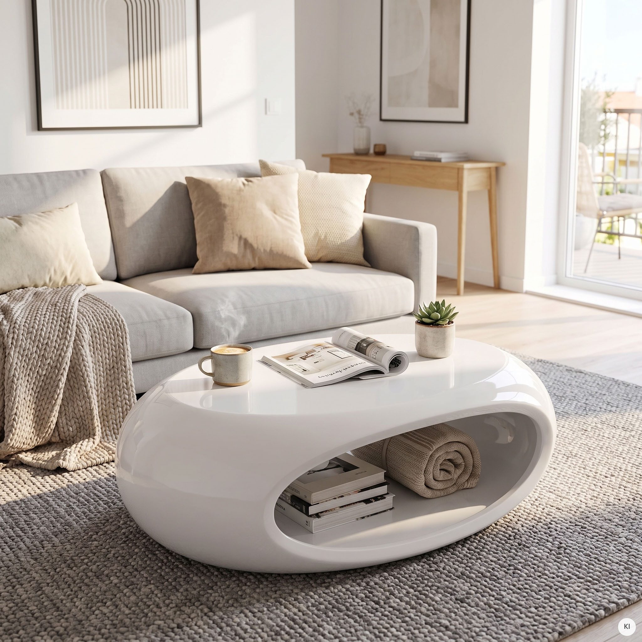 SalesFever Couchtisch Coffeetable im minimalistischen Stil, komplett aus hochwertigem Fiberglas