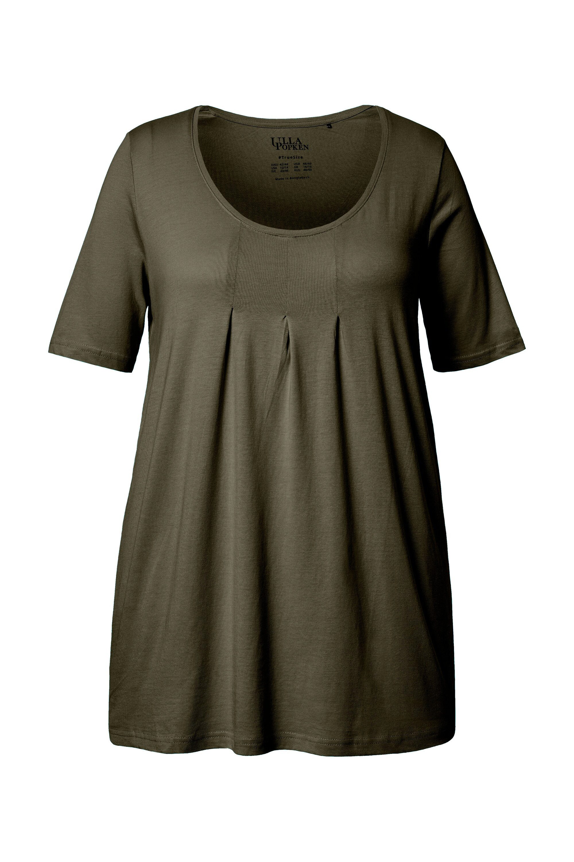 Ulla Popken T-Shirt T-Shirt Zierfalten A-Linie Rundhals Halbarm Modal günstig online kaufen