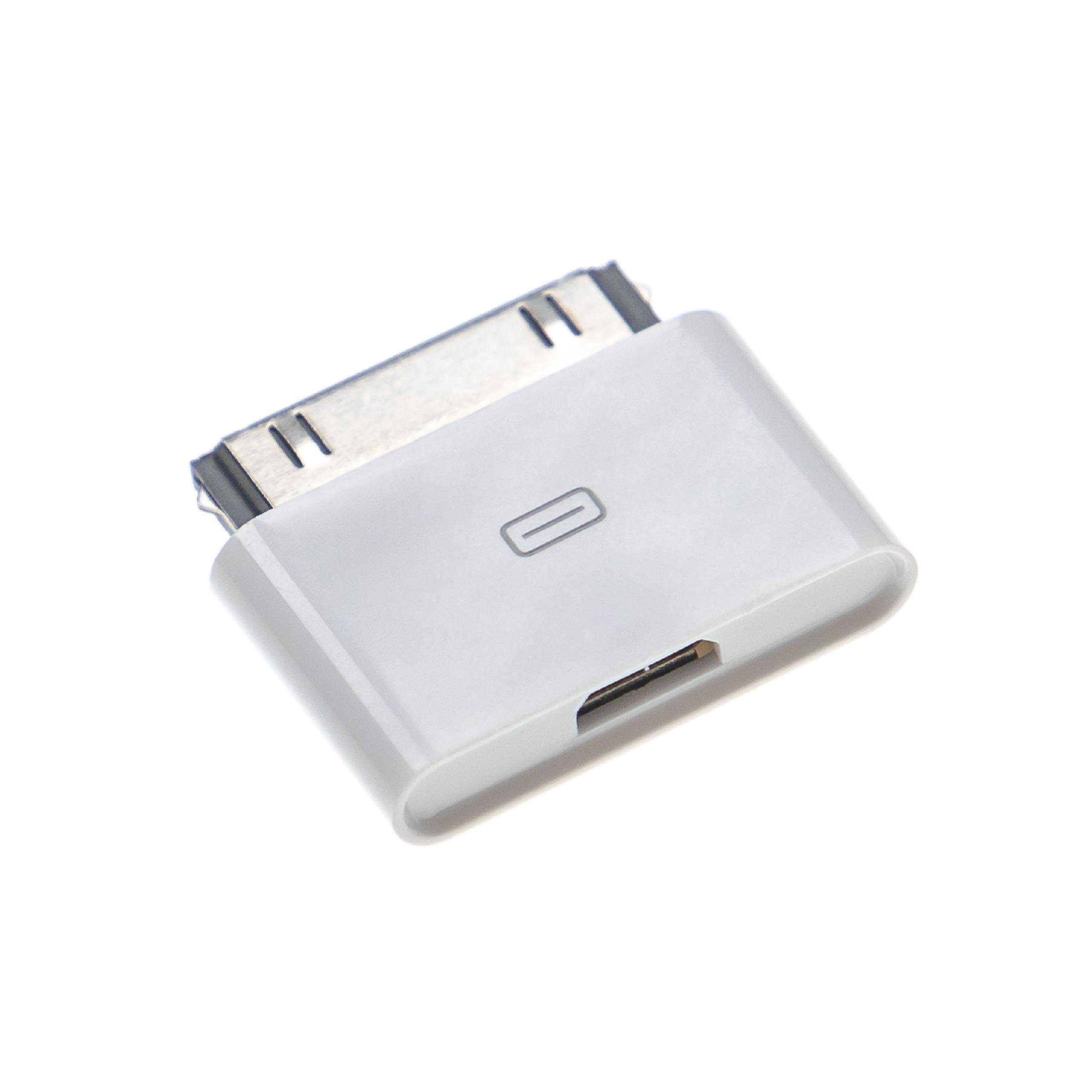 vhbw passend für Apple iPhone 3G, 3GS, 2G, 1, 4 Smartphone USB-Kabel, Micro-USB, 1x 30-Pin Konnektor, 1x Micro-USB Buchse, (2.7 cm)