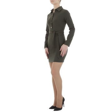 Ital-Design Minikleid Damen Freizeit Stretch Blusenkleid in Khaki