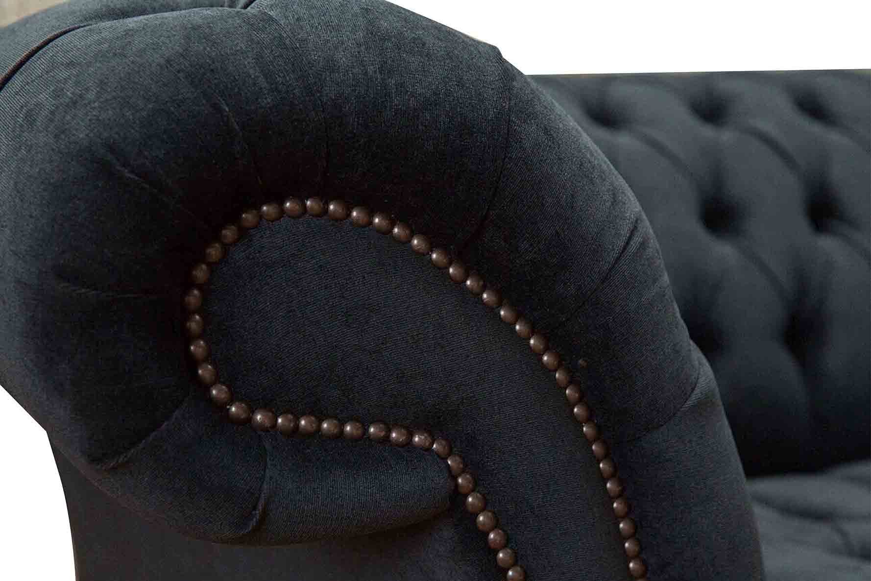 Schwarz Sessel JVmoebel Chesterfield-Sessel, Design 1 Sitzer Textil Wohnzimmer Klassisch