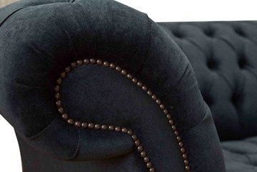 JVmoebel Chesterfield-Sessel, Sessel Schwarz Klassisch Design Wohnzimmer Textil 1 Sitzer