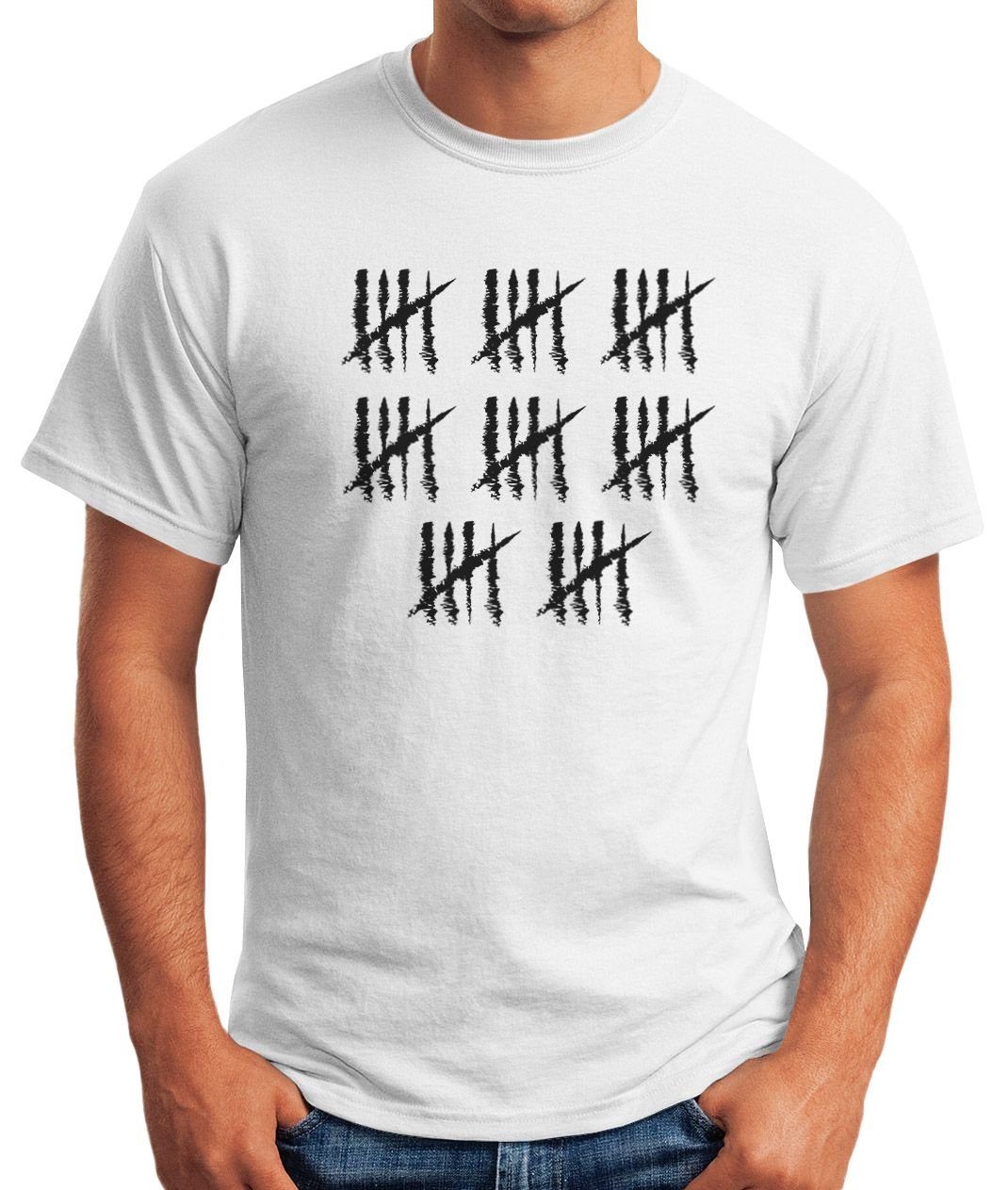MoonWorks Print-Shirt Herren T-Shirt Moonworks® Print Object] Jahrgang Striche Fun-Shirt Jubiläum Strichliste Geschenk 40 Alter mit weiß Geburtstag [object