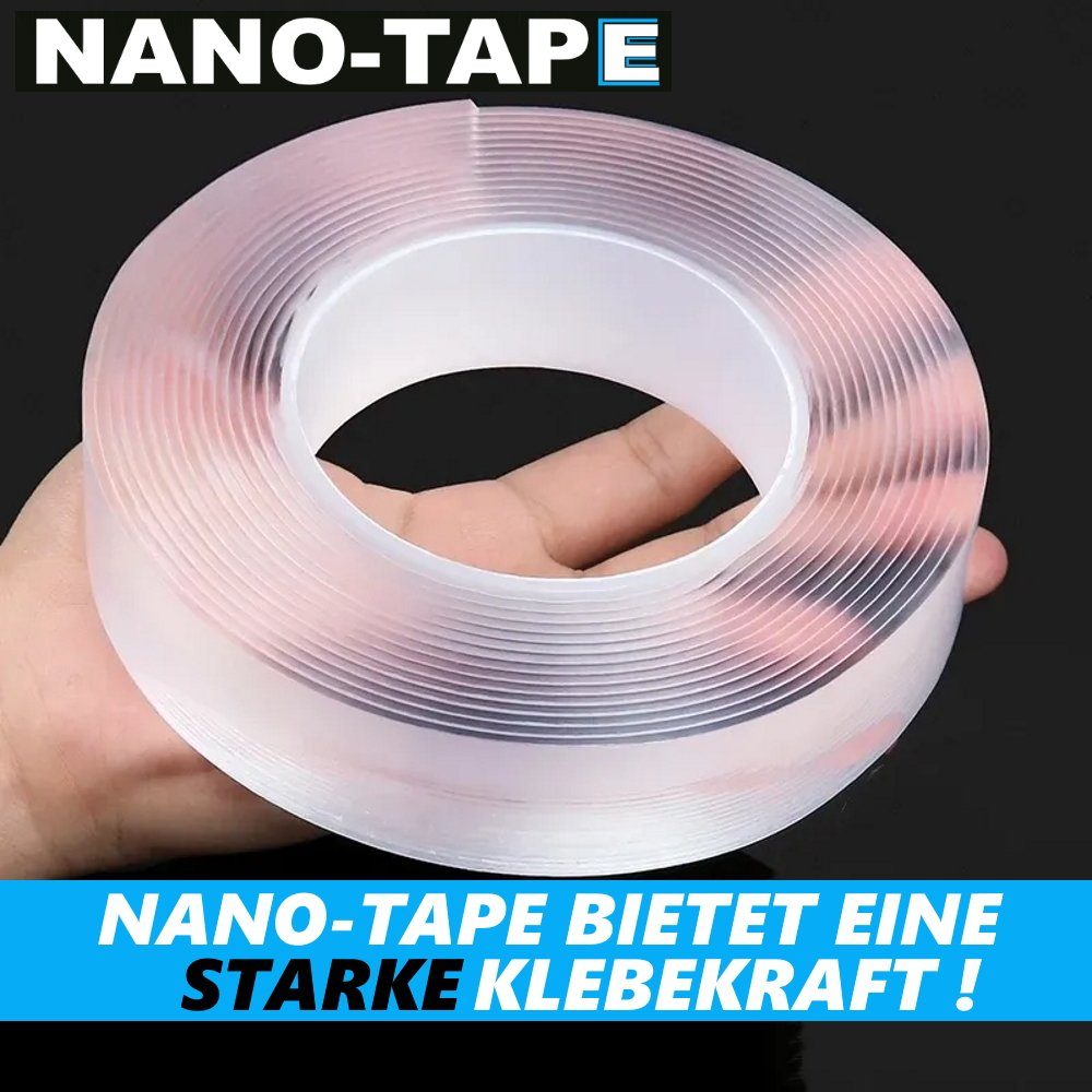 MAVURA Doppelklebeband NANO-TAPE Premium Nano Stark Klebeband ultra stark Tape doppelseitig extra Kleber (3,65€/m) Klebe Band doppelseitiges waschbar