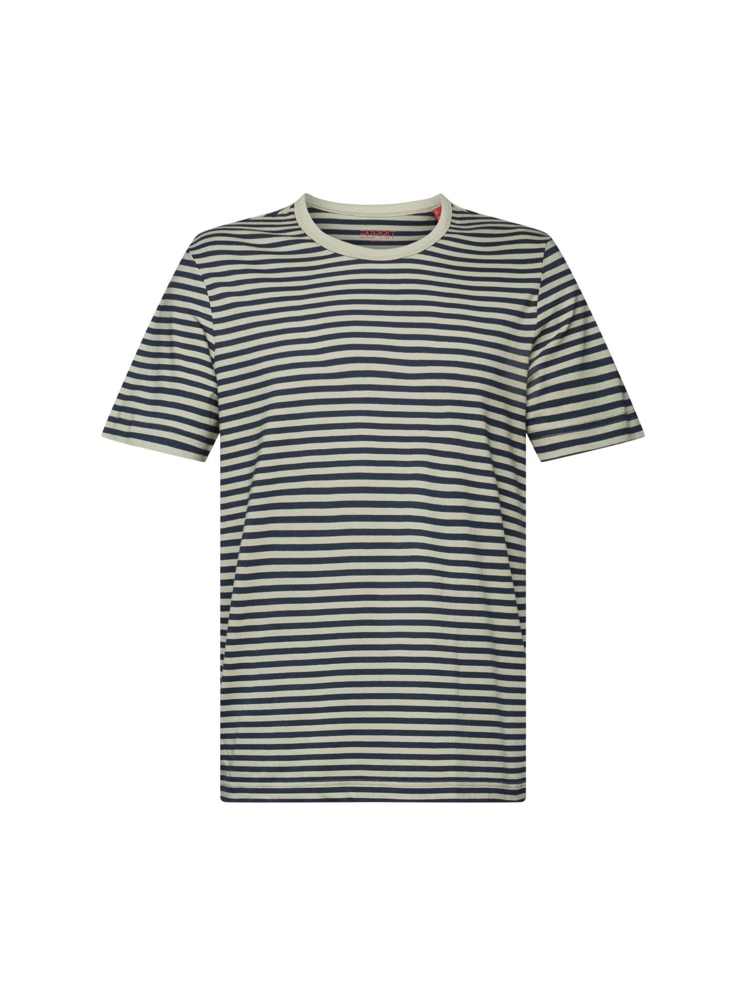 Esprit T-Shirt Gestreiftes Jersey T-Shirt, 100 % Baumwolle (1-tlg) DUSTY GREEN