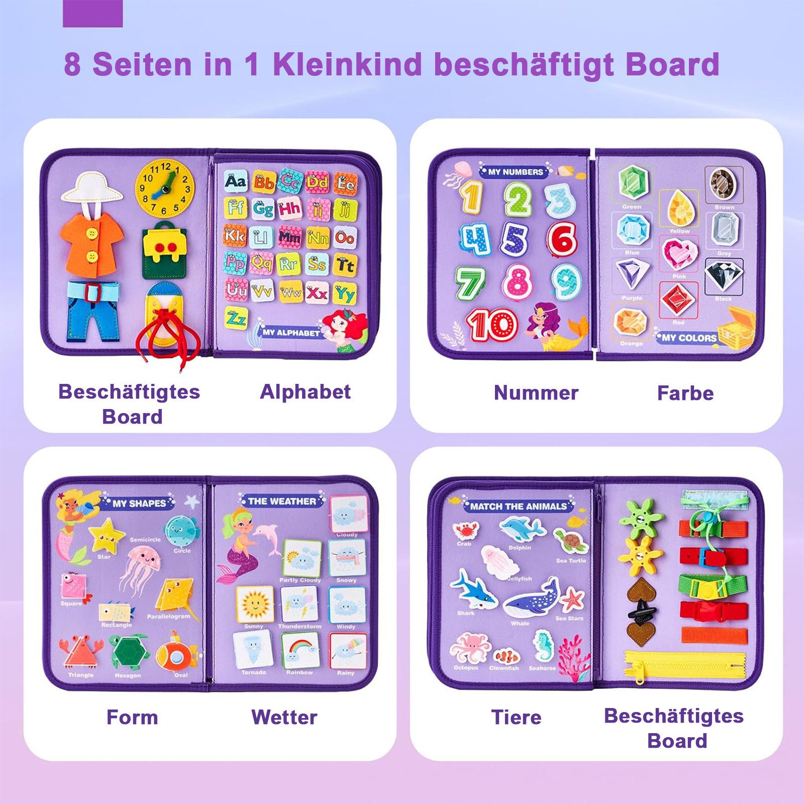 OKWISH Lernspielzeug Montessori Busy Board Kinder Tragbares Filz Lernboard günstig online kaufen