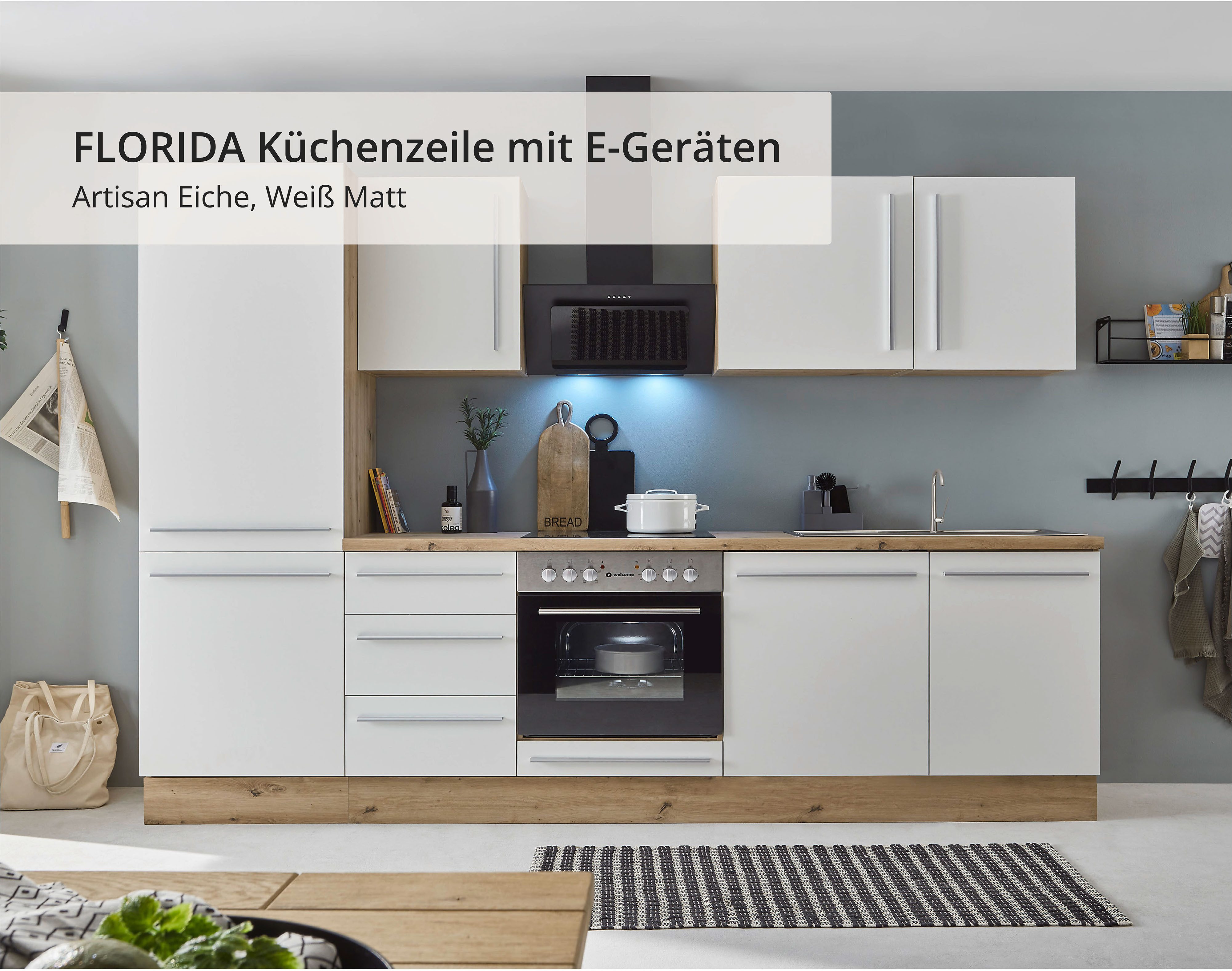 KOCHSTATION Küchenzeile KS-Florida mit 38mm starker Arbeitsplatte, Breite 2 günstig online kaufen