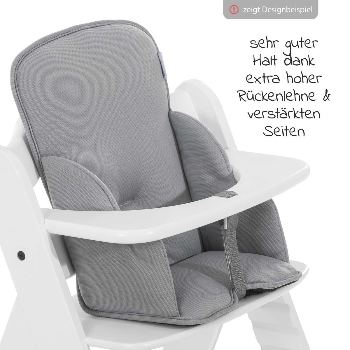 Hauck Hochstuhl Alpha Plus Grey, Mitwachsender Holz Kinderhochstuhl mit Essbrett & Sitzverkleinerer