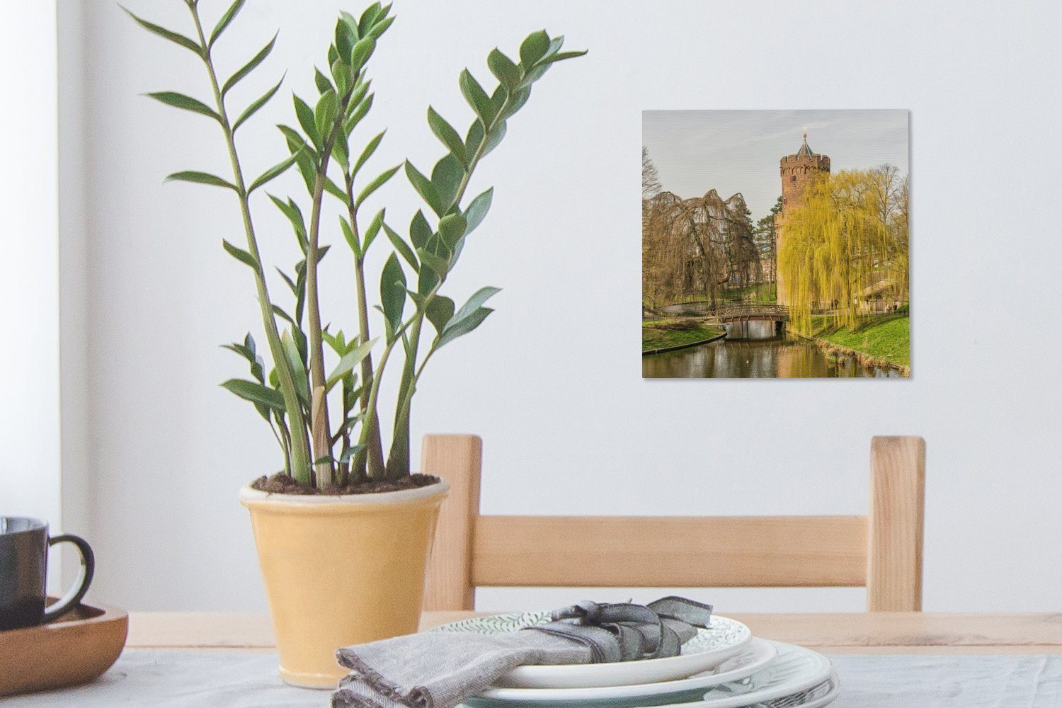 - St), Schlafzimmer Bilder Wohnzimmer OneMillionCanvasses® (1 Leinwandbild Leinwand für Wasser Baum Nijmegen, -