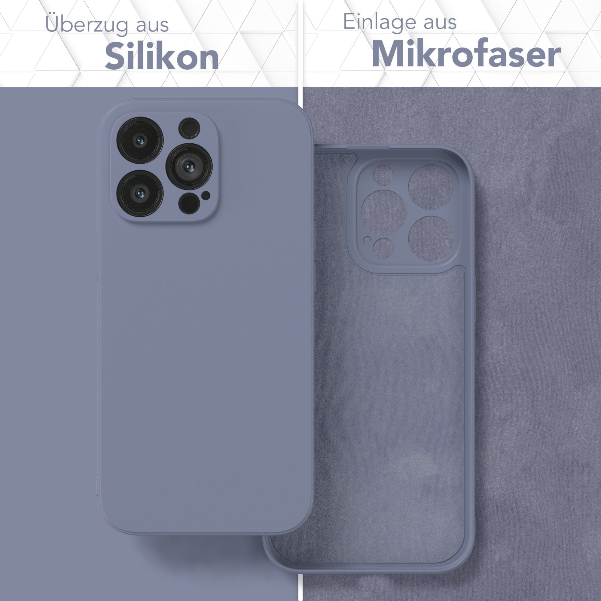 EAZY CASE Handyhülle für Apple iPhone 13 Pro Hülle Silikon 6,1 Zoll, Silikon Schutzhülle mit Kameraschutz Matt Back Cover Soft Eis Blau
