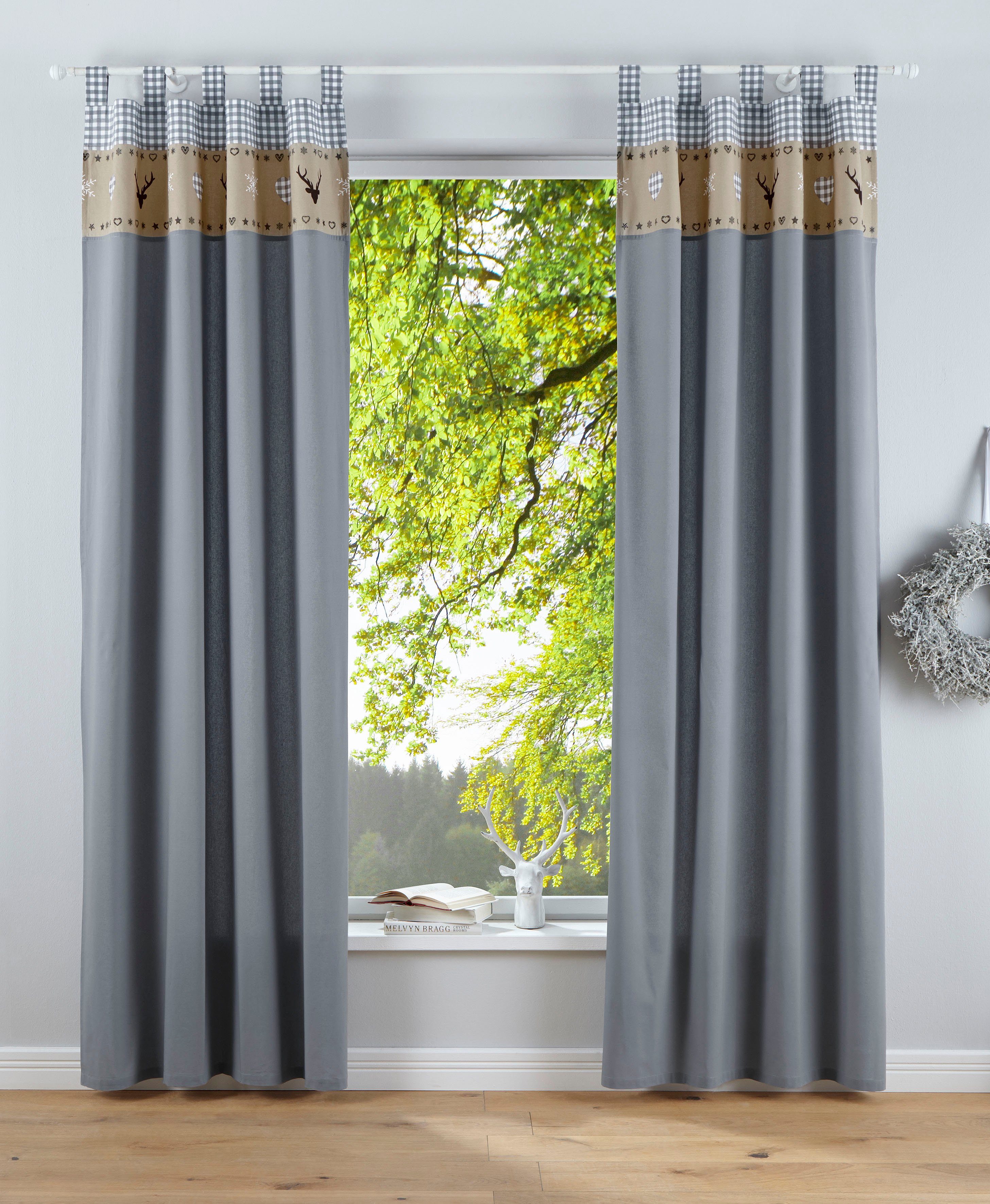 my home Vorhang Xaver (1 St), Schlaufen, blickdicht, Karo-Design, inkl. Raf günstig online kaufen