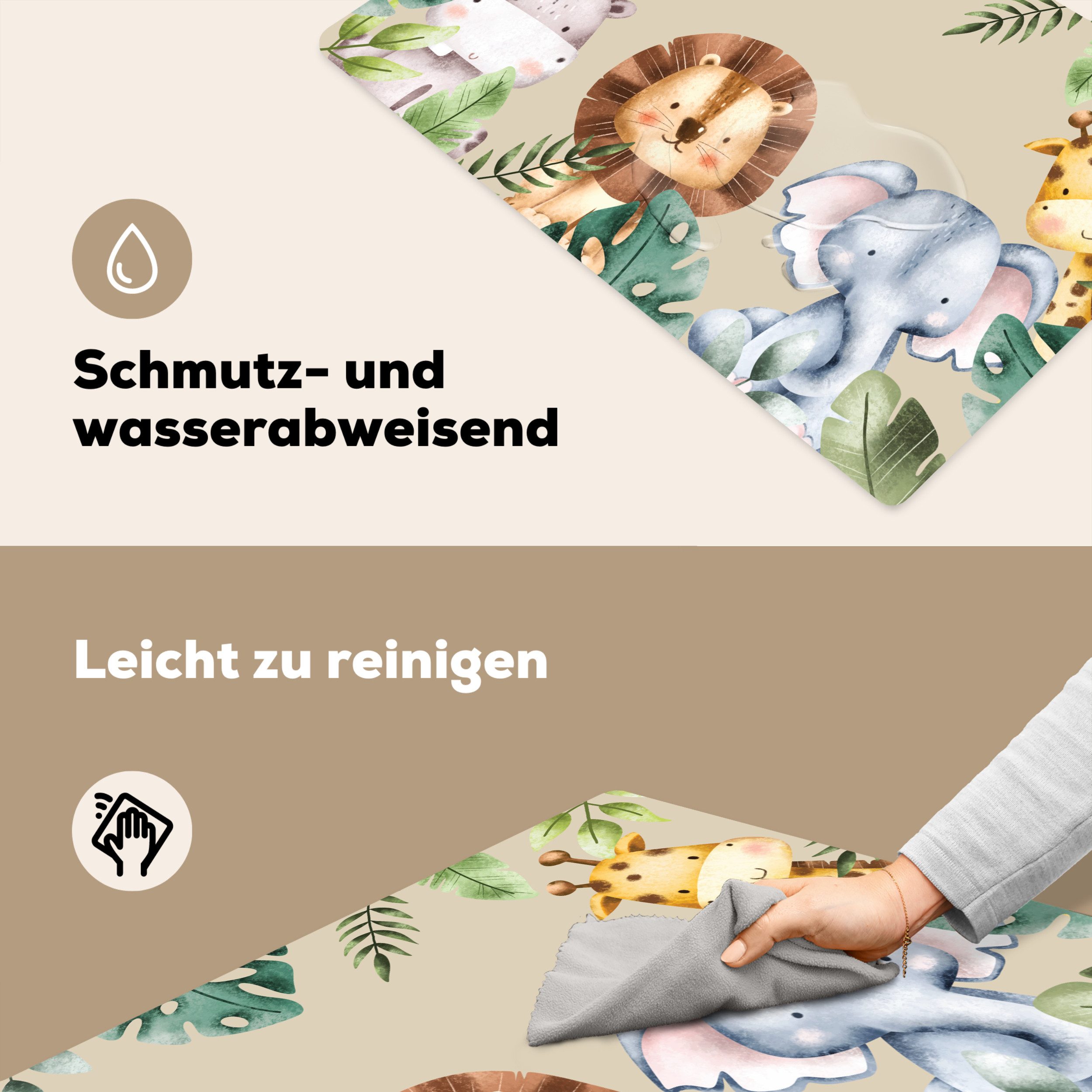 MuchoWow Platzset Tiere - Kinder - Blätter - Aquarell, (1-St), Kinder-Arbeitsunterlage Schreibtisch, Bastelmatte Kind, Zeichenmatte – Bild 5 von 5