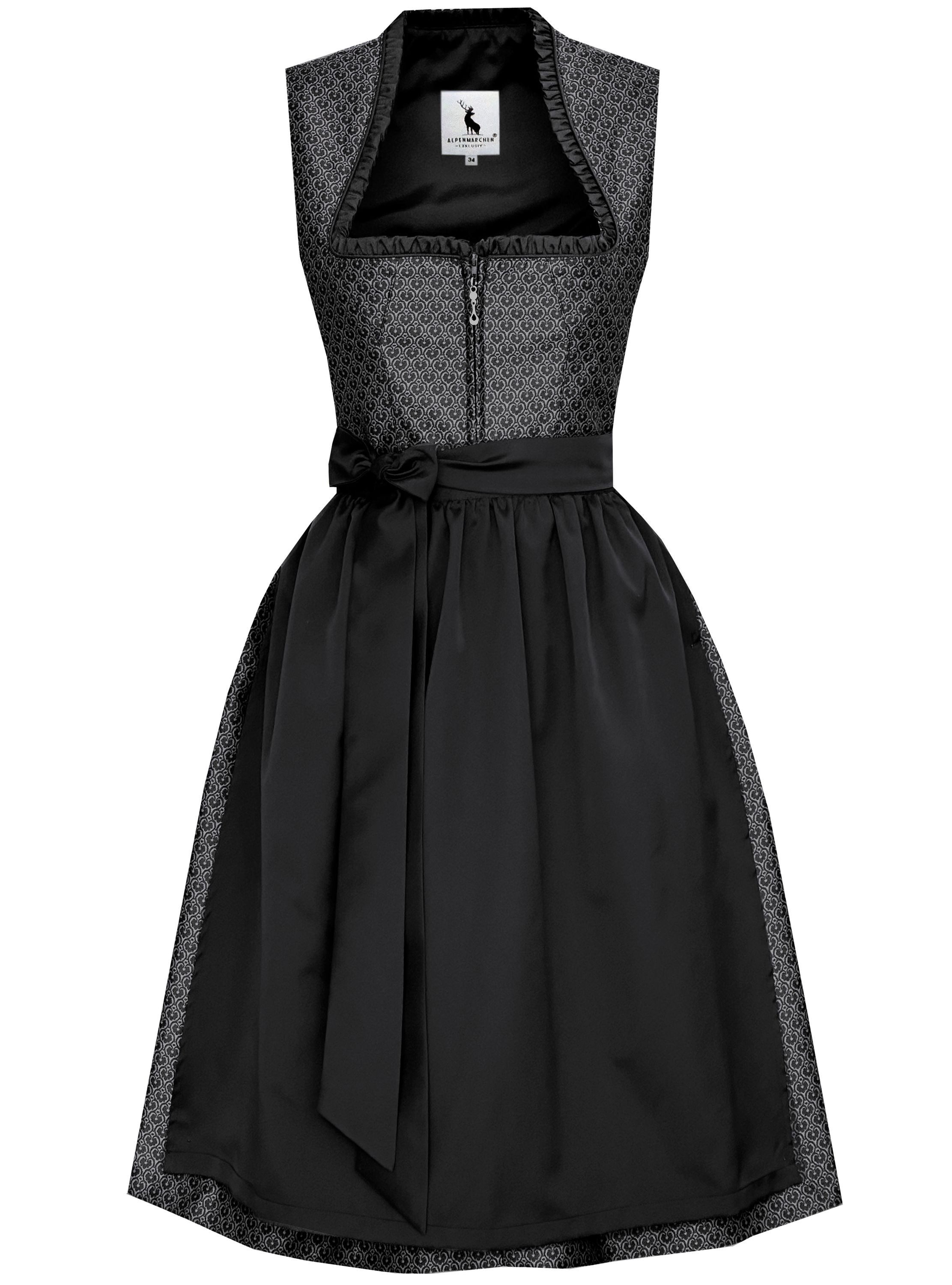 Alpenmärchen Dirndl Midi Dirndl Miranda in schwarz - ALM1054 günstig online kaufen