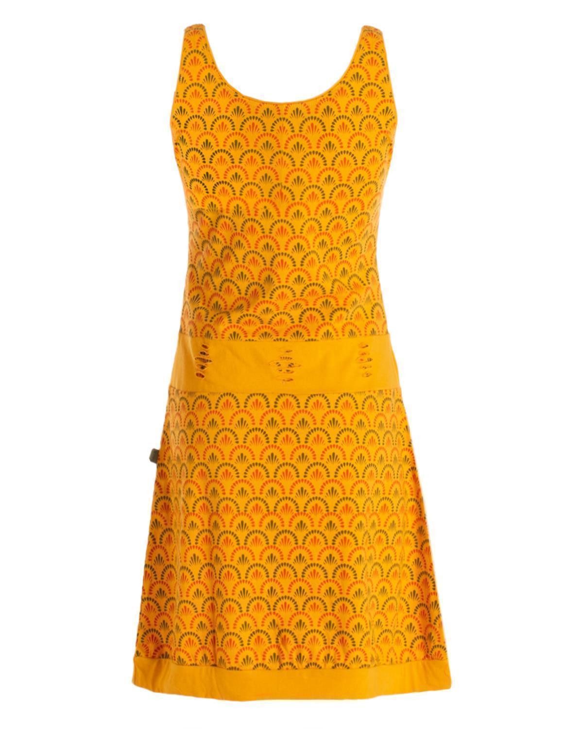 Vishes Sommerkleid Jersey Kleid Bedruckt Cutwork Taillenbund Baumwolle Alternative Mode, Boho, Hippie, Ethno, Festival