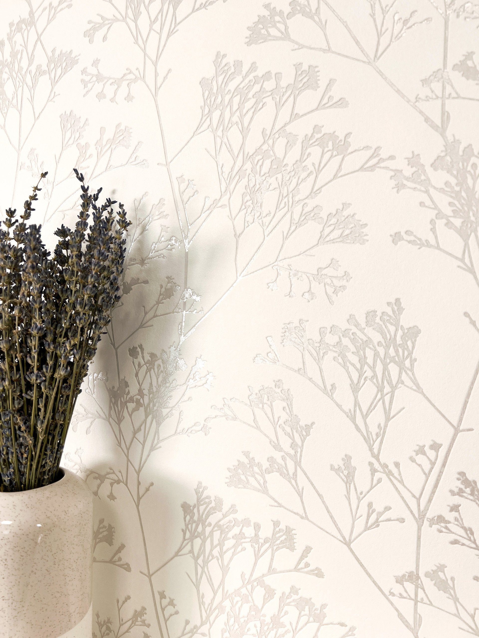 Newroom Vliestapete, Creme Tapete Floral Äste günstig online kaufen