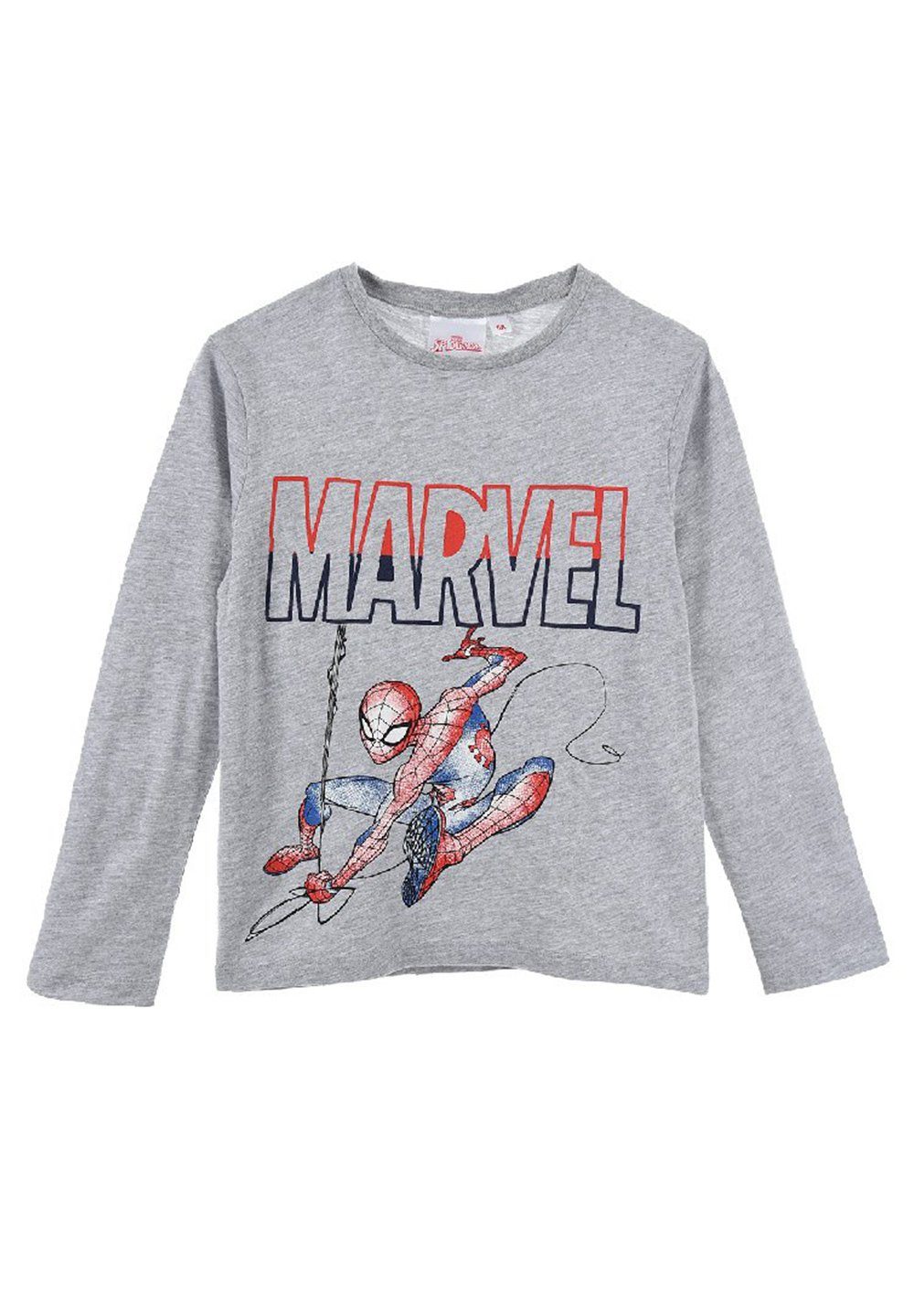 Einkaufen genießen Spiderman Langarmshirt Jungen Grau Langarm-Shirt Longsleeve