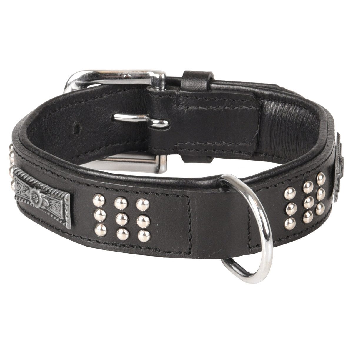 Flamingo Hunde-Halsband Halsband Sedona Leder mit Nieten schwarz von Flamingo
