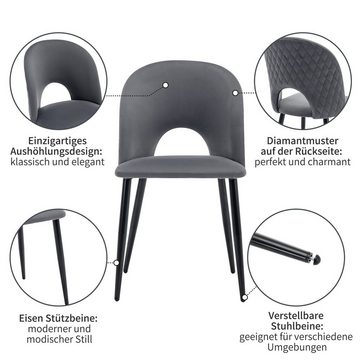 Celya Essgruppe Esstisch mit 4 Stühlen,Samt Esszimmerstuhl Mit Diamantmuster, (Set, Tisch mit 4 Stuhlen), Rechteckiger Esstisch Moderner Küchentisch Set,Schwarz Tischbeine