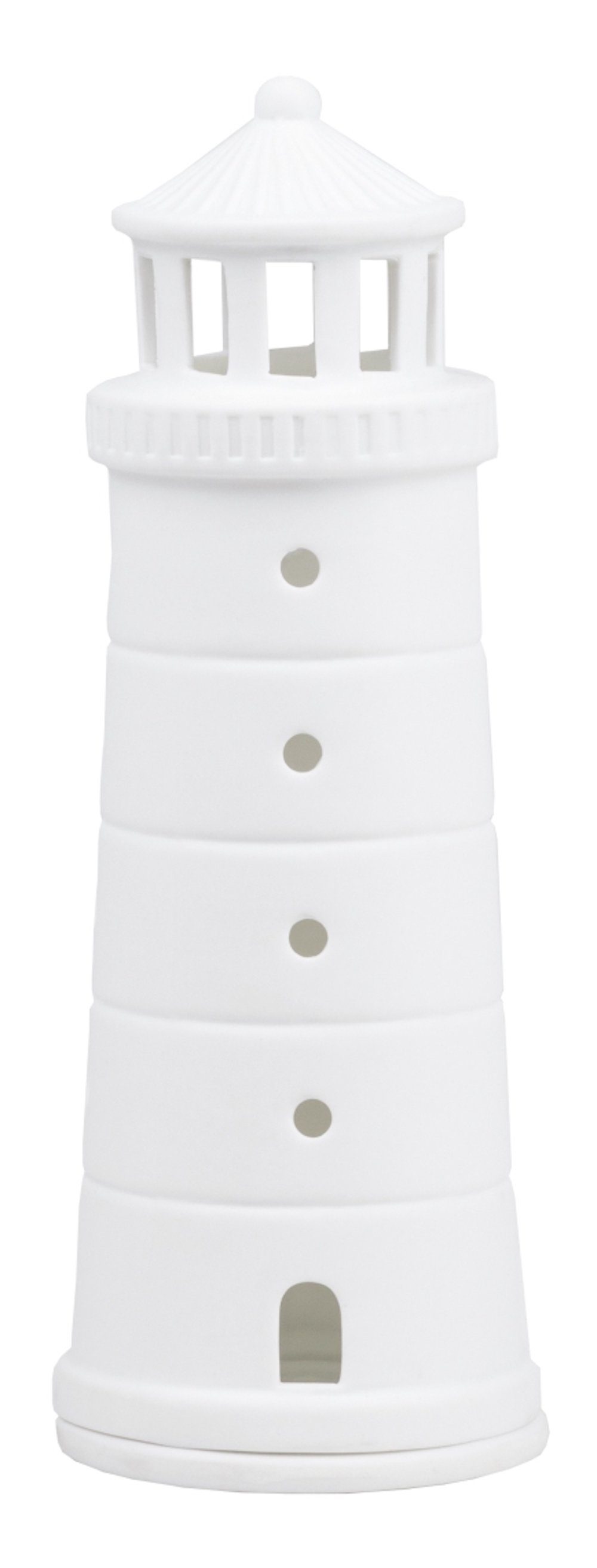 Räder Design Teelichthalter LIVING Meer als Worte Leuchtturm Porzellan weiß matt H18cm