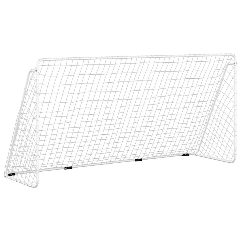 Fußballtor Fußballtor mit Netz Weiß 366x122x182 cm Stahl