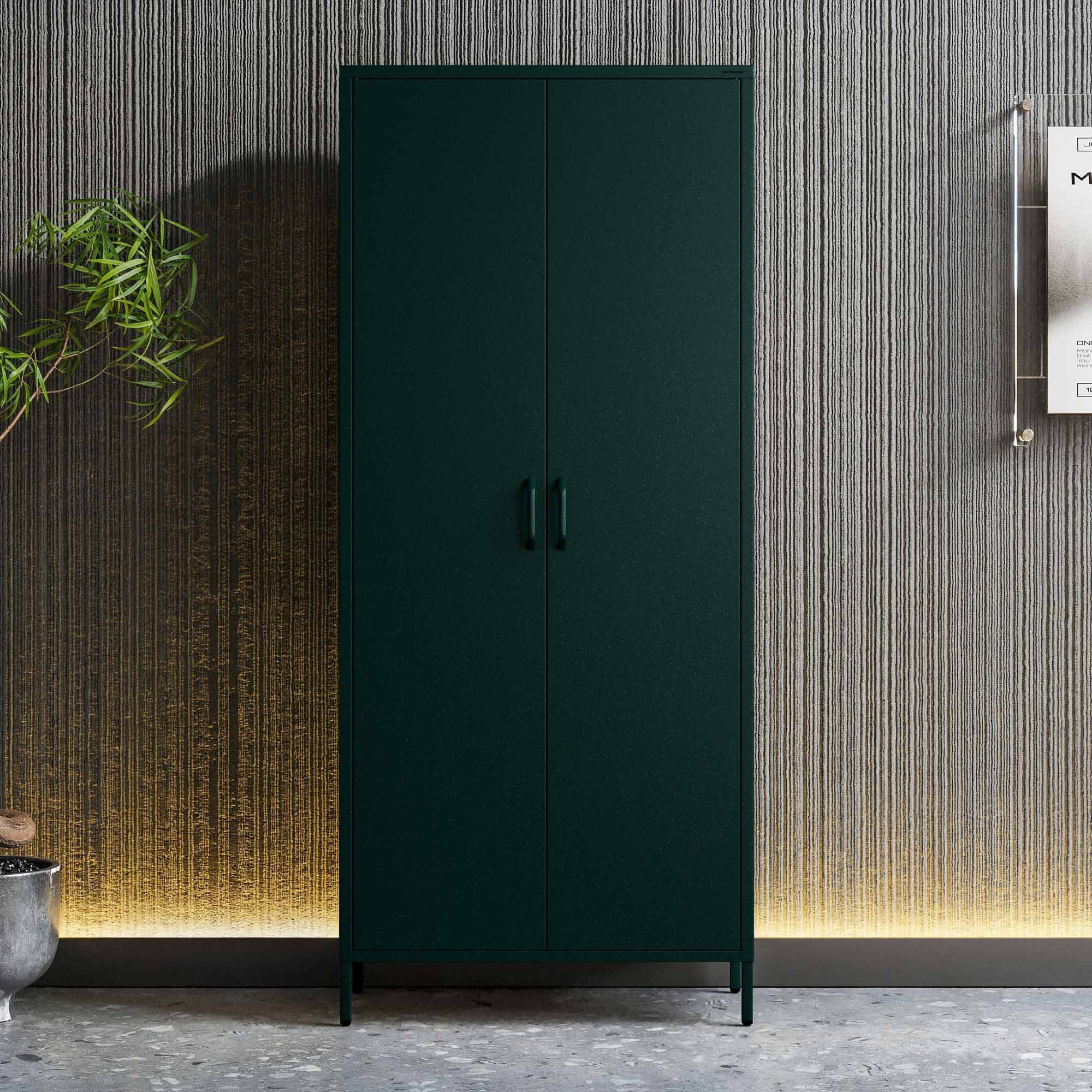 Jan Nowak Kleiderschrank FLAVIO Kleiderschrank Metall Stahl 80x185x45cm 3 Zonen Sparkling (Stahl 0,6mm, 40kg pro Zone, Magnete Silikonpads, Wandmontage) Brilliance Beine regulierbar Wohnzimmer Schlafzimmer
