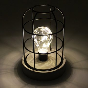 Koopman LED Dekolicht Dekolampe Gitter auf Zementfuß, Warmweiß, Tischlampe Lampe Nachtleuchte Leuchte Industrie Design Lichterkette